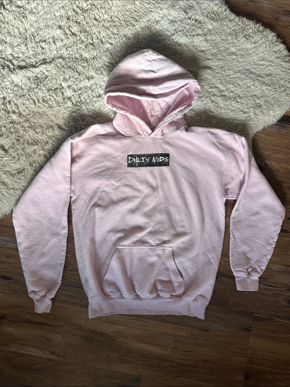 Men's Light Pink Pullover “I’m Him” Hoodie with Front Logo Patch